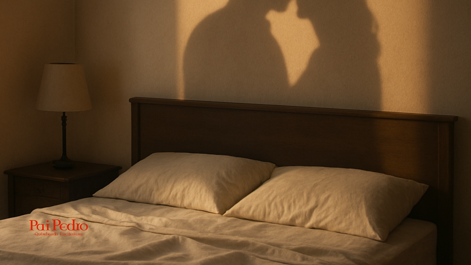 Quarto vazio iluminado pelo pôr do sol, mostrando na parede a sombra de um casal em intimidade, representando a paixão platônica.